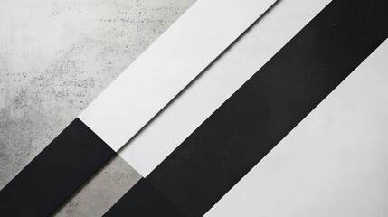 Fototapeta premium Abstract Black White Geometric Stripes Concrete Wall