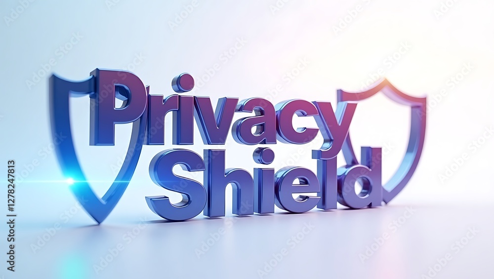 Poster privacy shield typography with shield icons for secure data protection