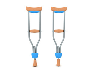 3D Rendering of two crutches