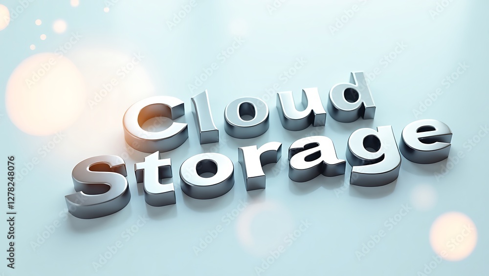 Poster modern typography display of cloud storage concept with sleek design elements