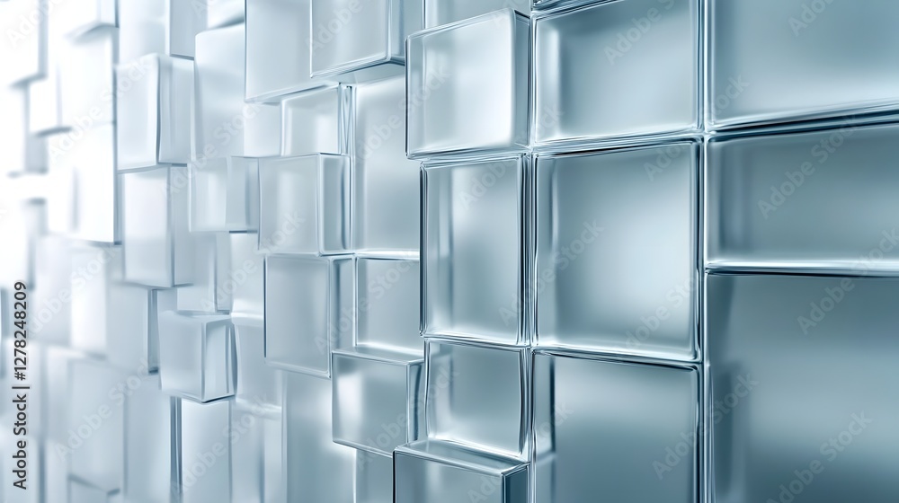 Poster sleek and futuristic glass panels forming abstract geometric pattern on wall modern architectural in