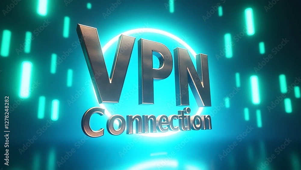 Poster stylized vpn connection with glowing elements and modern typography design