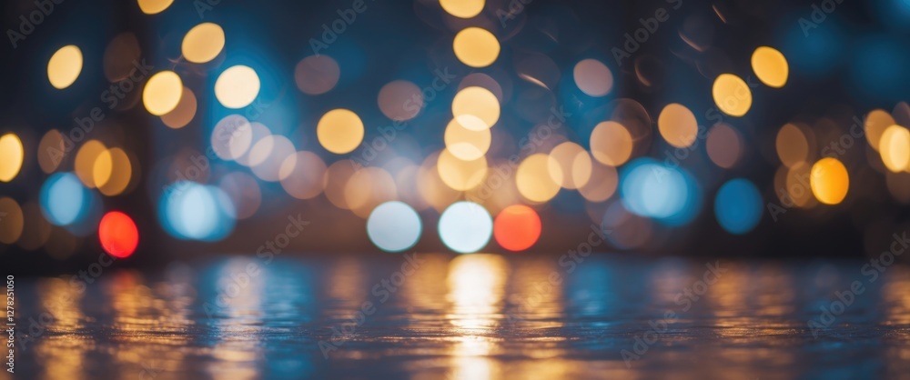 Poster bokeh lights background with blurred colors creating soft atmosphere ideal for text insertion and vi