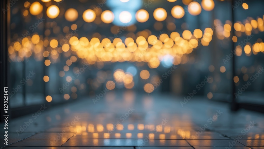 Poster bokeh light background with soft focus and space for text in a warm ambient setting