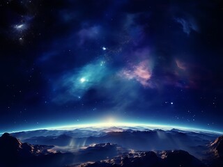 Fototapeta premium Sunrise Over a Distant Planet