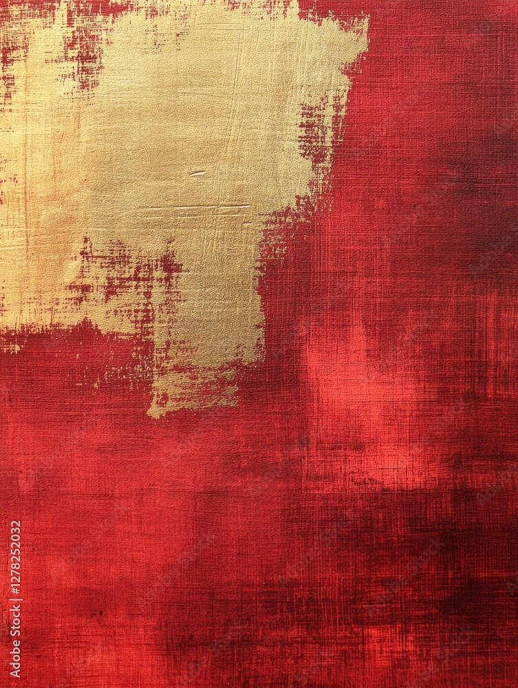 Aufkleber abstract painting with bold strokes of gold and red creating a textured and luxurious visual experie