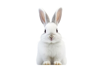 Obraz premium A White Rabbit Amidst White Serenity. White or PNG Transparent Background.