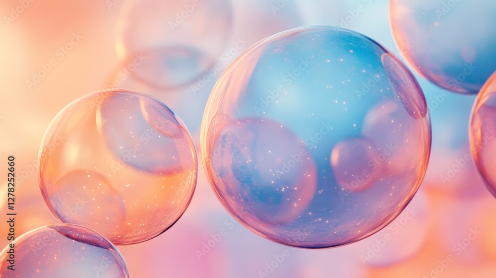 Poster bubbles of light floating against a soft color gradient