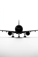 Sleek silhouette of aircraft against minimalistic background, em
