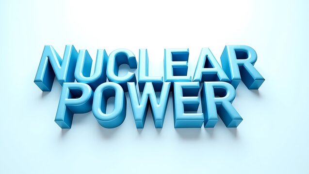 Engaging typography design showcasing nuclear power in bright blue letters