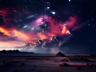 Starry Night Over a Desolate Landscape