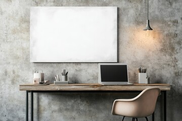 Modern Minimalist Workspace Design with Blank Canvas