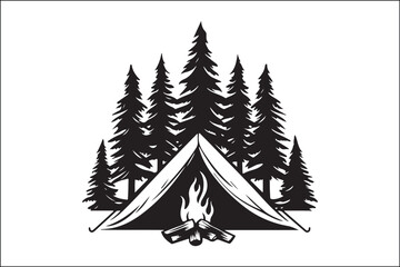 Rustic Camping Silhouette Design Set

