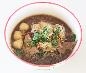 Boat noodles with a delicious and spicy flavor