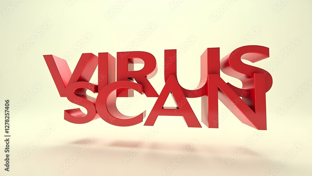 Aufkleber typography design featuring a bold virus scan text against a neutral background