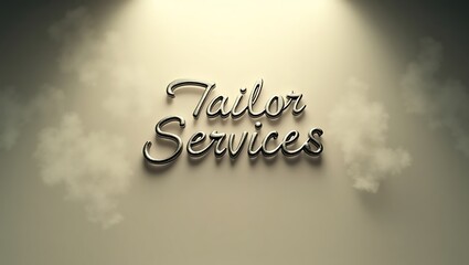 Tailor services displayed in elegant typography with soft lighting
