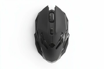 Naklejka premium Gamer Mouse. Top View of Black Gaming Mouse Isolated on White Background