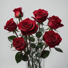 Fototapeta premium A red rose bouquet with velvety petals spiraling in perfect symmetry, transparent background.