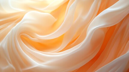 Obraz premium The elegant flowing silk fabric shows beautiful orange and white colors