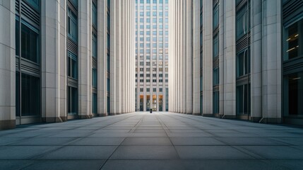 Federal Reserve headquarters in an urban setting. Featuring security and control