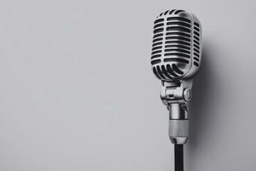 Fototapeta premium Classic microphone is featured in a close up studio shot