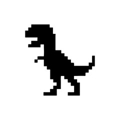 Obraz premium Dinosaur pixel icon silhouette vector flat illustration design on white background.
