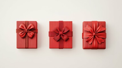Gift Guide. Three Red Christmas Presents with Text on White Background