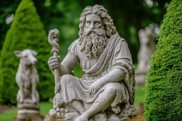 Fototapeta premium God Pan at Schwetzingen Palace Garden: Mythological Sculpture in German Castle Grounds