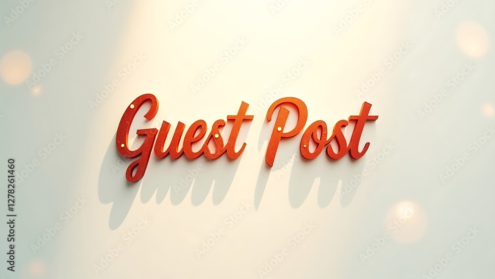 Poster creative guest post typography design with shadow effects in a light setting