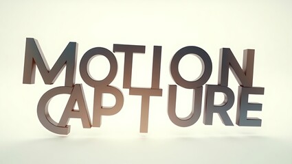 Motion capture typography displayed in 3D style on a clean background