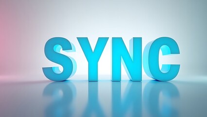 The word sync is prominently displayed in bold blue letters with reflective surfaces