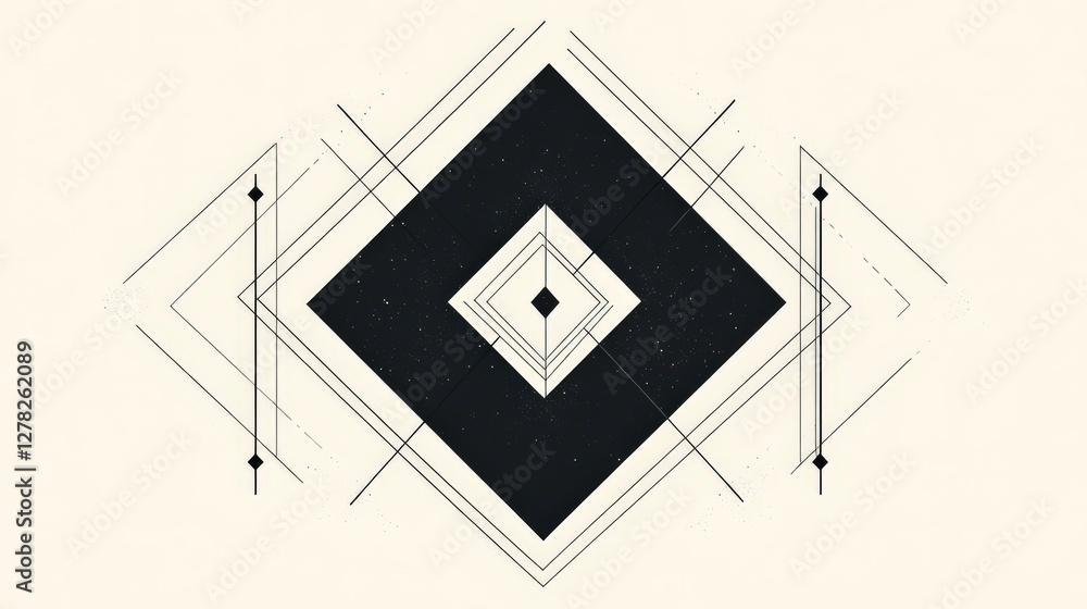 Poster abstract geometric design with nested squares and lines