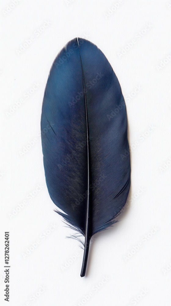 Aufkleber elegant navy feather isolated on white background minimalist composition capturing delicate texture 