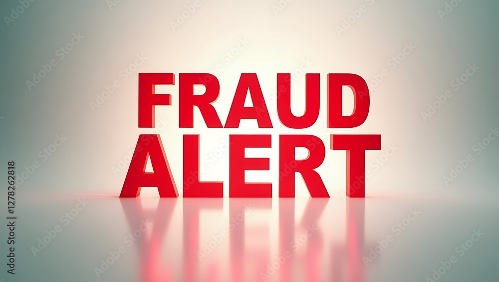 Poster attention and caution with fraud alert message in bold red typography