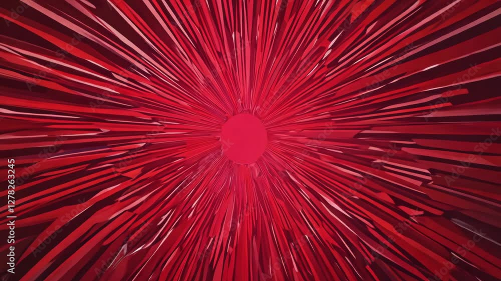 Poster radial lines rotate in bright red abstract animation loop background