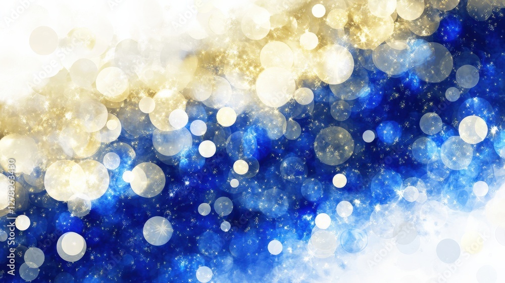 Aufkleber abstract bokeh background with shimmering gold and blue circles creating a festive atmosphere