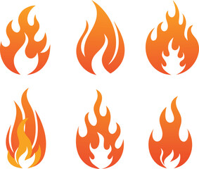 Fire flames icons collection. Vector