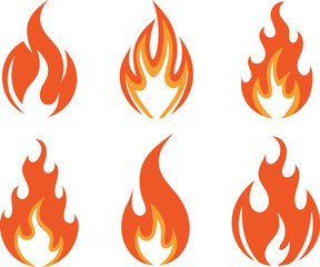 Fire flames icons collection. Vector