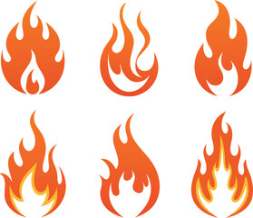 Fire flames icons collection. Vector