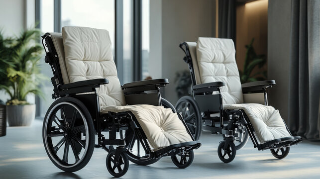 Modern wheelchair design in a contemporary indoor space with comfortable seating options for mobility needs