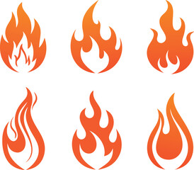 Fire flames icons collection. Vector
