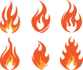 Fire flames icons collection. Vector