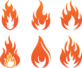 Fire flames icons collection. Vector