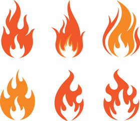 Fire flames icons collection. Vector