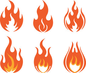 Fire flames icons collection. Vector