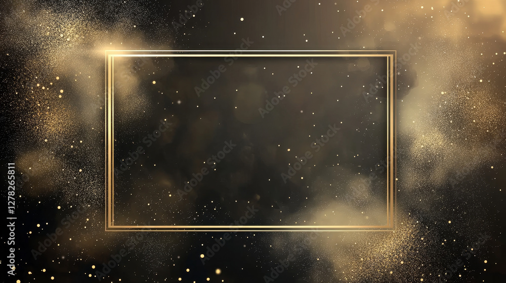 Poster golden shiny frames with dust isolated on a transparent background. luxurious realistic borders. vec