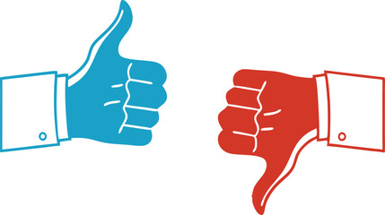 Thumb up and thumb down. Icons. Vector illustration