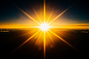 Cosmic sunrise illuminating a habitable alien world with vibrant colors and ethereal light patterns