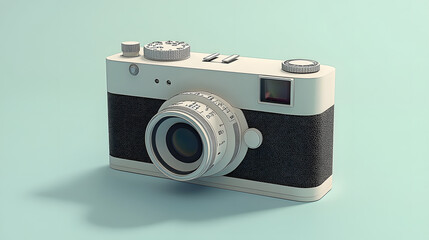 Stylish retro camera, compact vintage design in soft pastel colors, perfect for photography...