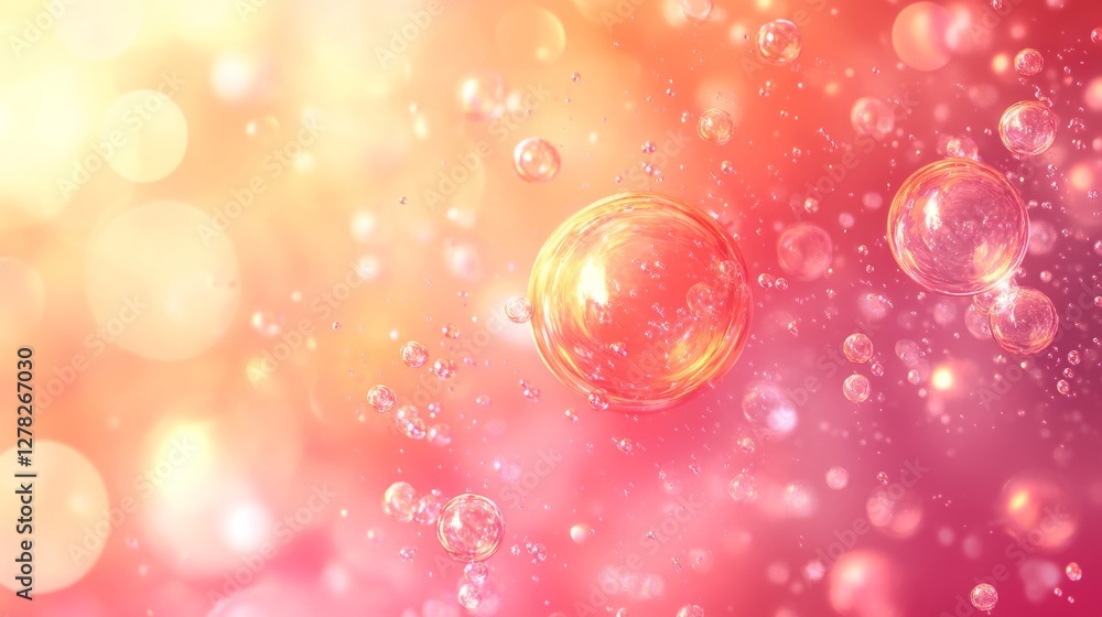 Poster a collection of shiny floating bubbles on a soft background
